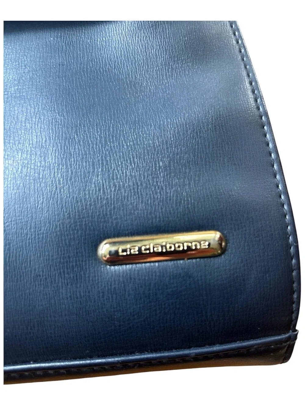Liz Claiborne Deep Navy Top-Handle Leather Satchel